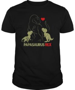 Papasaurus Tshirt Trex Papa I happy have two kid shirt gift