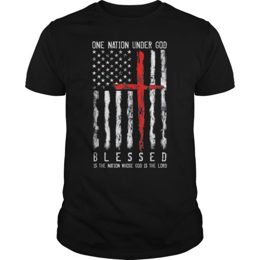Patriotic Christian Tshirts Blessed One Nation Under God