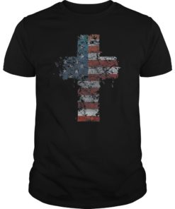 Patriotic Cross American Flag 4th Of July T-shirt