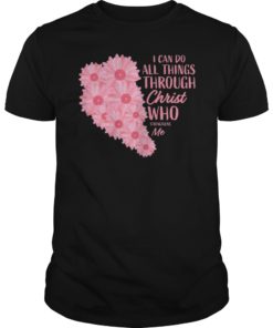 Philippians 4 13 Christian Bible Verse Gifts Pink Flower Her T-Shirt