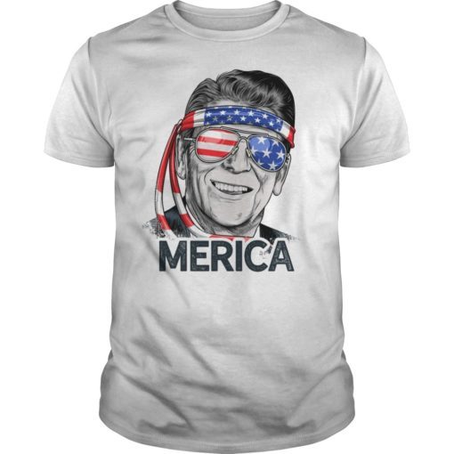 Reagan Ronald Merica 4th of July Tshirt Men US President