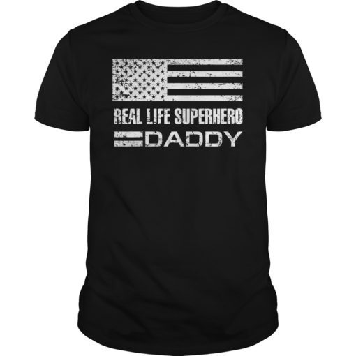 Real Life Superhero Daddy USA Flag Father's Day T-Shirt