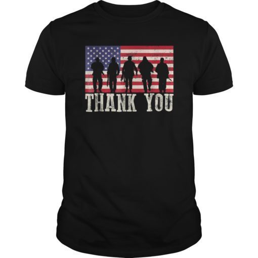 Thank You Veterans T Shirt American Flag Patriotic Tshirt