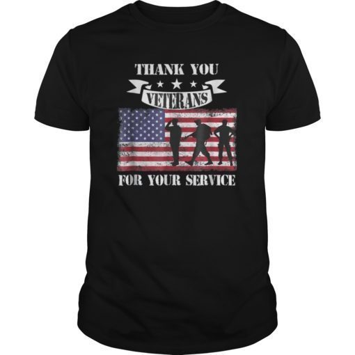 Thank You Veterans for Your Service American Flag Tshirts