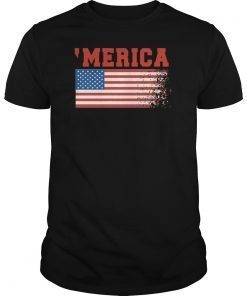USA Flag T-shirt 4th July 4 Red White Blue Stars Stripes