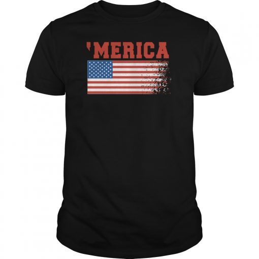 USA Flag T-shirt 4th July 4 Red White Blue Stars Stripes