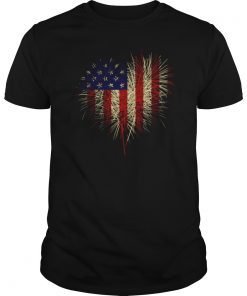 USA Flag T-shirt 4th July 4 Red White Blue Stars Stripes Tee Shirt