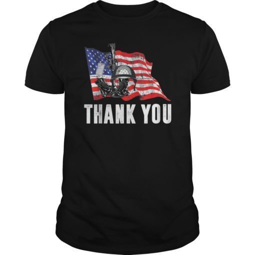 Vintage American Flag Thank You Tee Veteran Gift T-shirt