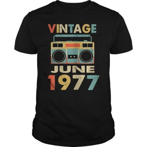 Vintage June 1977 Tshirt Retro 42nd Birthday Gifts