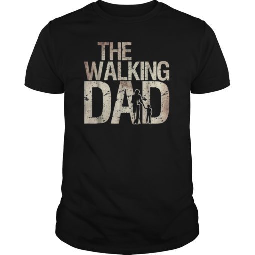 Walking Dad Shirt Zombie Man And Kid Father's Day Tee