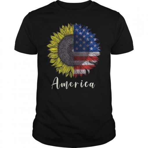 America Sunflower Flag 4th July American Patriotic Flower TShirts