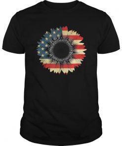 America Sunflower Flag 4th July American Patriotic Flower Tee Shirt