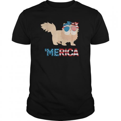 American Flag Persian Cat 4th Of July Cats T-Shirt Gift