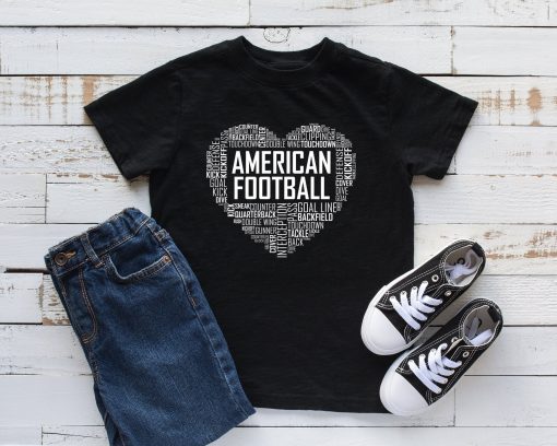 American Football Heart Kids Shirt, American Football Lover Gift Shirt