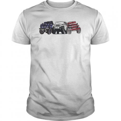 American Jeep Lovers Flag 4th July T Shirt Gift