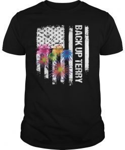 Back Up Terry Fireworks American Flag Patriotic 4th Of July T-Shirt