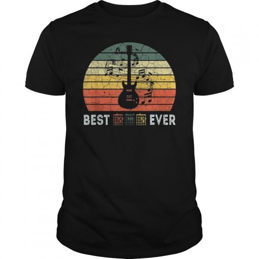 Best Guitar Dad Ever Shirt Music Vintage Fathers Day Gifts T-Shirt