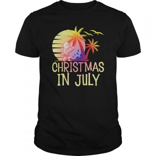 Christmas In July 2019 Santa Hawaiian Beach Summer Gift T-Shirt