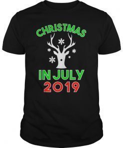Christmas In July T-Shirt 2019 Reindeer Snow Men Women Gift