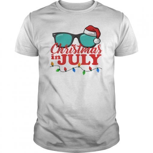Christmas in July Santa Hat Sunglasses Summer Celebration T-Shirt