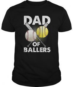 Dad Of Ballers T Shirt Funny Baseball Softball Gif Gifts