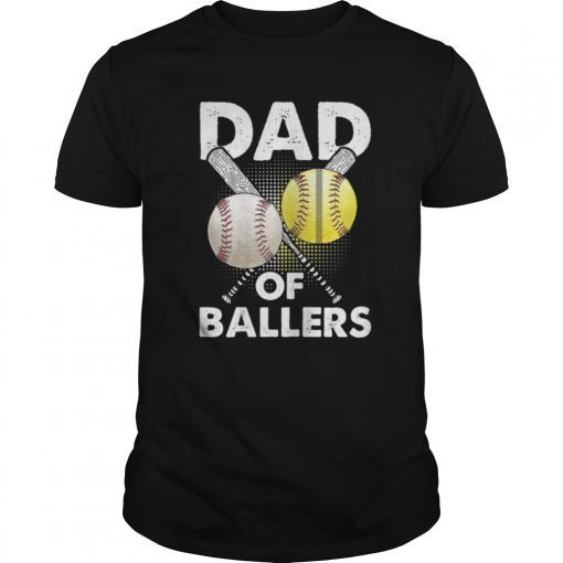 Dad Of Ballers T Shirt Funny Baseball Softball Gif Gifts