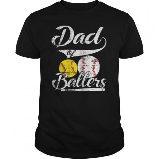 Dad of Ballers T Shirt Funny Baseball Softball Gift from Son T-Shirt