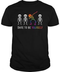 Dare To Be Yourself Cute Skeleton Dabbing LGBT Pride Gift T-Shirt