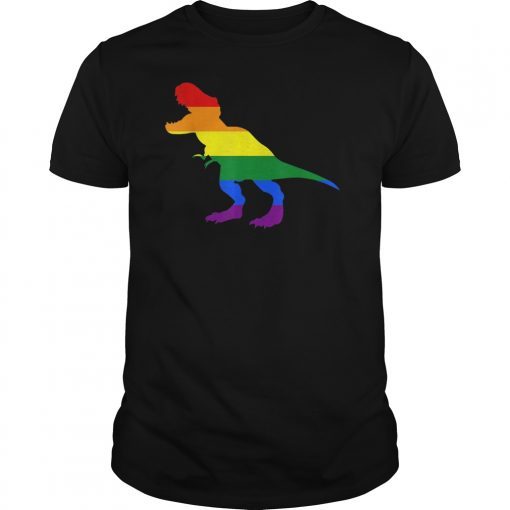 Dino Pride Rainbow Flag T-Shirt LBGT Pride Month Gifts