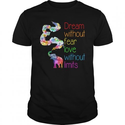 Dream Without Fear Love Without Limits Elephant LGBT Pride T-Shirt