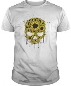 Floral Hippie Sunflower Skull T-Shirt