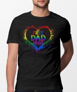 Free Dad Hugs LGBT Heart Gay Flag -Dad Gifts
