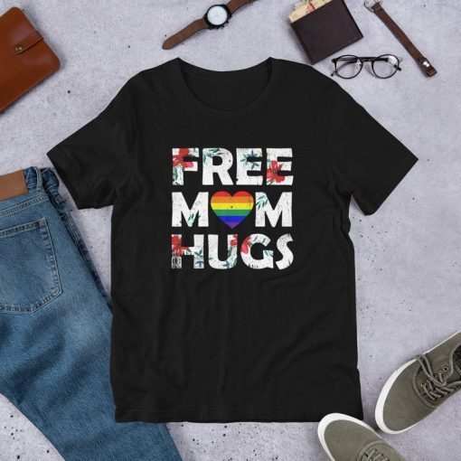 Free Mom Hugs, LGBT Mom Shirt, LGBT Awareness , LGBT Pride Shirt , Awareness T-Shirt, Wedding Gift Cool Gay Lesbian Trans Awareness Short