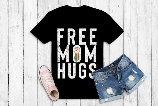 Free Mom Hugs Shirt Love is Love LGBT Short Sleeve Unisex Tee Shirts