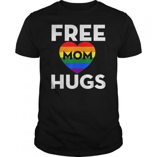 Free mom hugs tshirt rainbow heart LGBT T-Shirt
