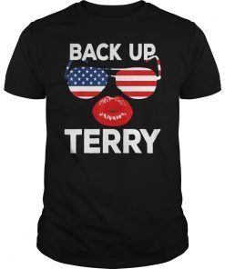 Funny Back Up Terry Fireworks American Flag Sunglasses & Lip T-Shirt