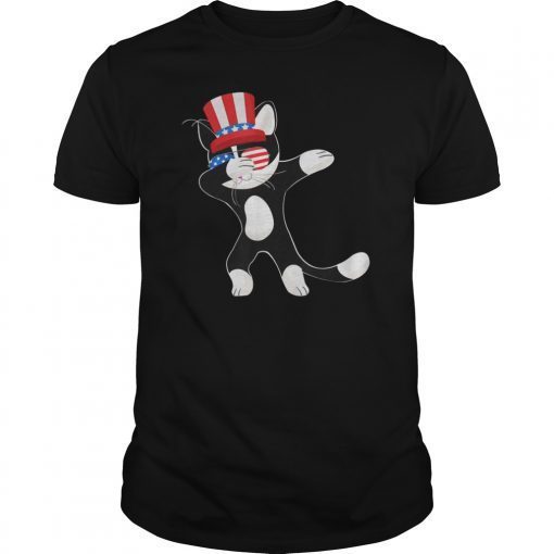 Funny Cat dabbing 4th of july USA American T-Shirt