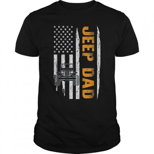 Funny Jeep-Dad American Flag Jeeps T-shirt Jeeps Offroad T-Shirt