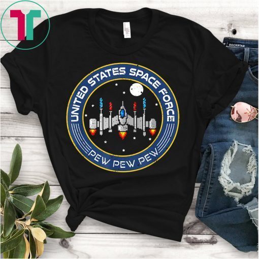 Funny Space Force 8 bit retro game style Spaceship T shirt