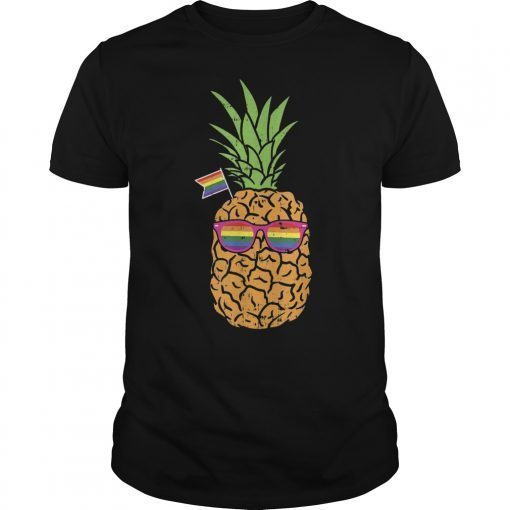 Gay Pineapple Funny Fruit Food LGBT Pride Rainbow Flag Gift T-Shirt