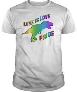 Gay Pride Dinosaur T-rex Love is Love Dino Rainbow Flag LGBT T-Shirts