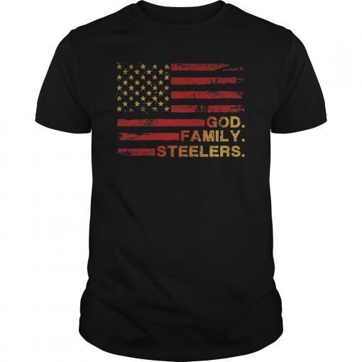 God Family Steelers Pro Us Flag Shirt Father's Day Dad Gift T-Shirt
