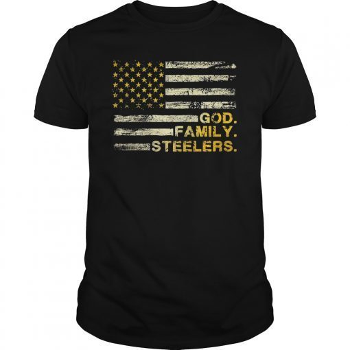 God Family Steelers Pro Us Flag Shirt Father's Day Dad gift T-Shirt