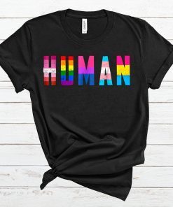 HUMAN Flag LGBT Gay Pride Month Transgender Men's And Women's T-Shirt
