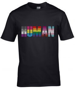HUMAN Flag LGBT Pride Month Transgender Motif Love Gay Pride Equality Equal Unisex Tee Lesbian Novelty LGBTQI gift t-shirt top shirt