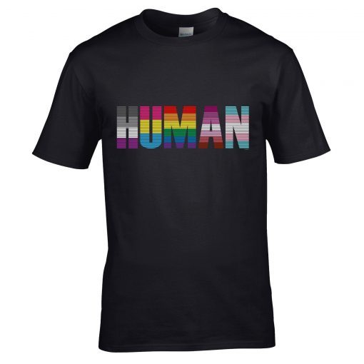 HUMAN Flag LGBT Pride Month Transgender Motif Love Gay Pride Equality Equal Unisex Tee Lesbian Novelty LGBTQI gift t-shirt top shirt
