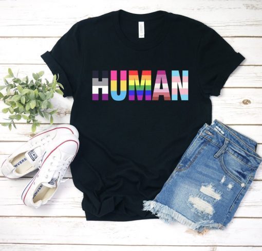 HUMAN Flag LGBT Pride Month Transgender Shirt, Love Gay Pride, Equality Equal, Unisex Tee, Lesbian Shirt, Gay Pride Shirt
