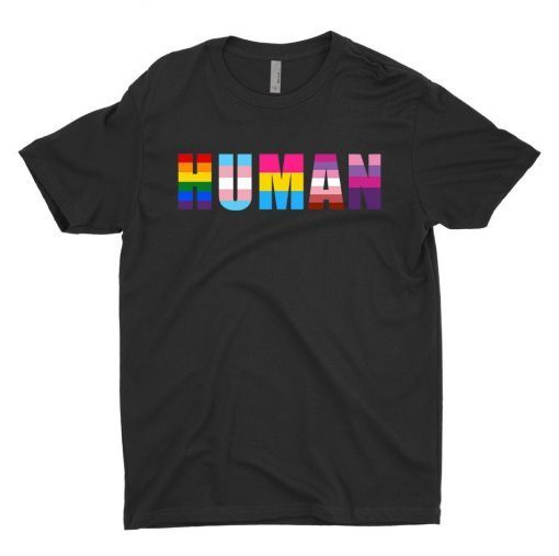 Human Flag LGBT Gay Pride Month Transgender T-Shirt Vintage Human Flag Shirt Gift For Lgbt, Gay, Pride