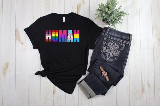 Human Flag LGBT Gay Pride Month Transgender T Shirt - support gay - Lgbt