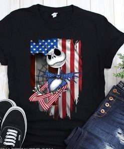 Jack Skellington American Flag Independence Day T-Shirt